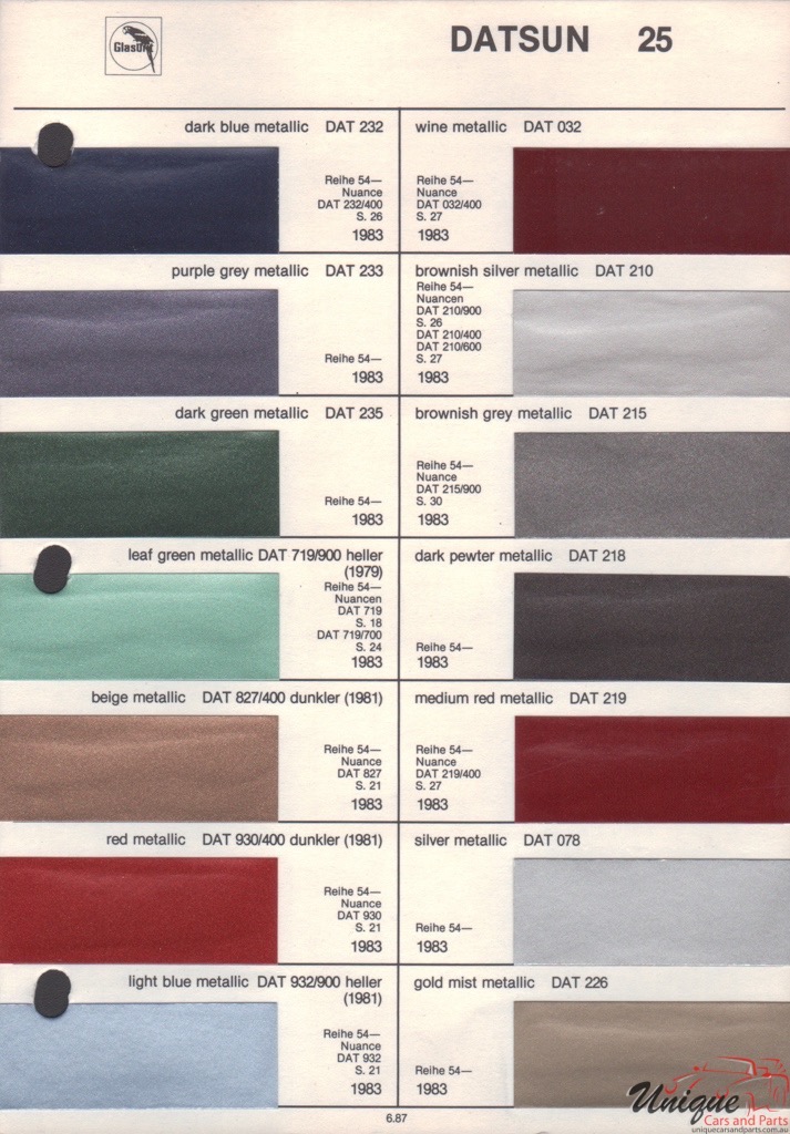 1983 Datsun Paint Charts Glasurit 3